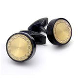 Kavove The Candid Circle Golden & Black Cufflinks For Men