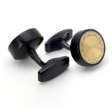 Kavove The Candid Circle Golden & Black Cufflinks For Men