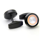 Kavove The Vogue Circle Silver & Black Cufflinks For Men