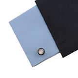 Kavove The Vogue Circle Silver & Black Cufflinks For Men