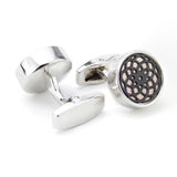 Kavove The Orchid Circle Black & Silver Cufflinks For Men