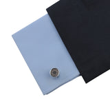 Kavove The Orchid Circle Black & Silver Cufflinks For Men