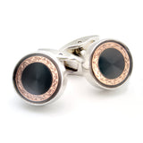 Kavove The Circle Obsession Black & Silver Cufflinks For Men