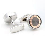 Kavove The Circle Obsession Black & Silver Cufflinks For Men