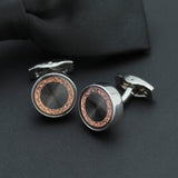 Kavove The Circle Obsession Black & Silver Cufflinks For Men