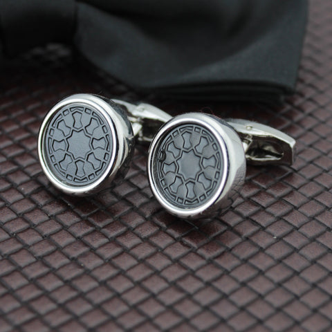 Kavove The Luring Trance Black & Silver Cufflinks For Men