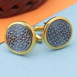 Kavove The Haze Tale Blue & Golden Cufflink For Men