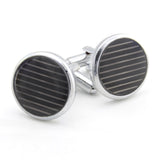 Kavove The Line Cellar Black & Silver Cufflink For Men