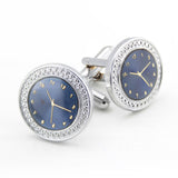 Kavove The Clock Blue & Silver Cufflink For Men