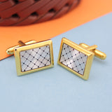 Kavove The Check Tech Silver & Golden Cufflink For Men