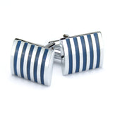 Kavove The Stripe Treasure Blue & Silver Cufflink For Men