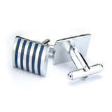 Kavove The Stripe Treasure Blue & Silver Cufflink For Men