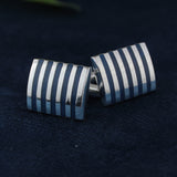 Kavove The Stripe Treasure Blue & Silver Cufflink For Men