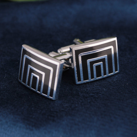 Kavove The Bridgeway Door Black & Silver Cufflink For Men