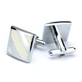 Kavove The Striped Link Cream & Silver Cufflink For Men