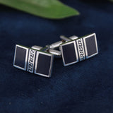 Kavove The Enigma Blue & Silver Cufflink For Men