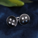 Kavove The Hex Retreat Black & Silver Cufflink For Men