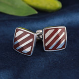 Kavove The Divine Stallion Maroon & Silver Cufflink For Men