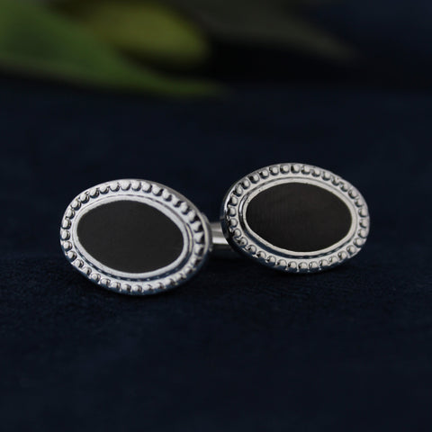 Kavove The Divine Dynasty Black & Silver Cufflink For Men