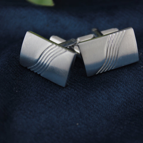 Kavove The Striped Nation Silver Cufflink For Men