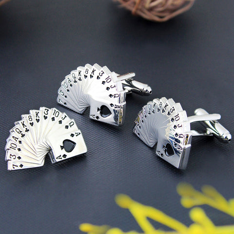Peluche Game of Cards - Cufflink and Lapel Pin Set Brass, Metal