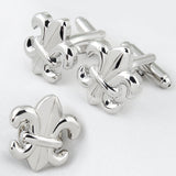 Peluche Silver Orchid Cufflink and Lapel Pin Set