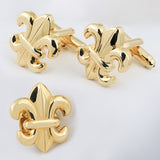 Peluche Golden Orchid Cufflink and Lapel Pin Set