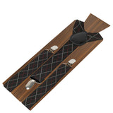 Stately Black Coloured 3.5cm strap width suspender for men | Genuine Branded Product Elastic