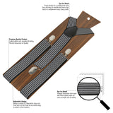 Peluche Sharp Striped Black Suspender for Men