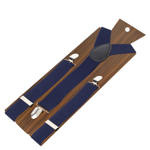 Back to Basic - 3.5cm Navy Blue Coloured 3.5cm strap width suspender for men | Genuine Branded Product Elastic