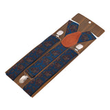 Floral Cut Blue Coloured 3cm Strap Width Suspender For Men | Genuine Branded Product Elastic