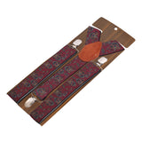 Floral Cut Red Coloured 3cm Strap Width Suspender For Men | Genuine Branded Product Elastic