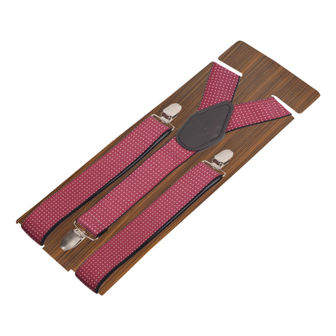 Polka Dots Red Coloured 3cm Strap Width Suspender For Men | Genuine Branded Product Elastic