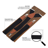 Peluche Solid Black Coloured Suspender for Men