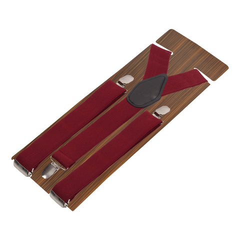 Solid Red Red Coloured 3cm Strap Width Suspender For Men | Genuine Branded Product Elastic