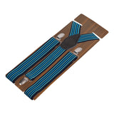 Flemish Stripes Blue Coloured 3cm Strap Width Suspender For Men | Genuine Branded Product Elastic
