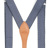 Peluche Eloquent Striped Blue "Y Back" 4 Clips Suspender (Strap Width- 3.5cm)