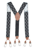 Peluche Artistic Checks Black "Y Back" 6 Clips Suspender (Strap Width- 3.5cm)