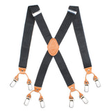 Peluche Novelist Charmer Black & Tan Brown "X Back" 8 Clips Suspender (Strap Width- 3.5cm)